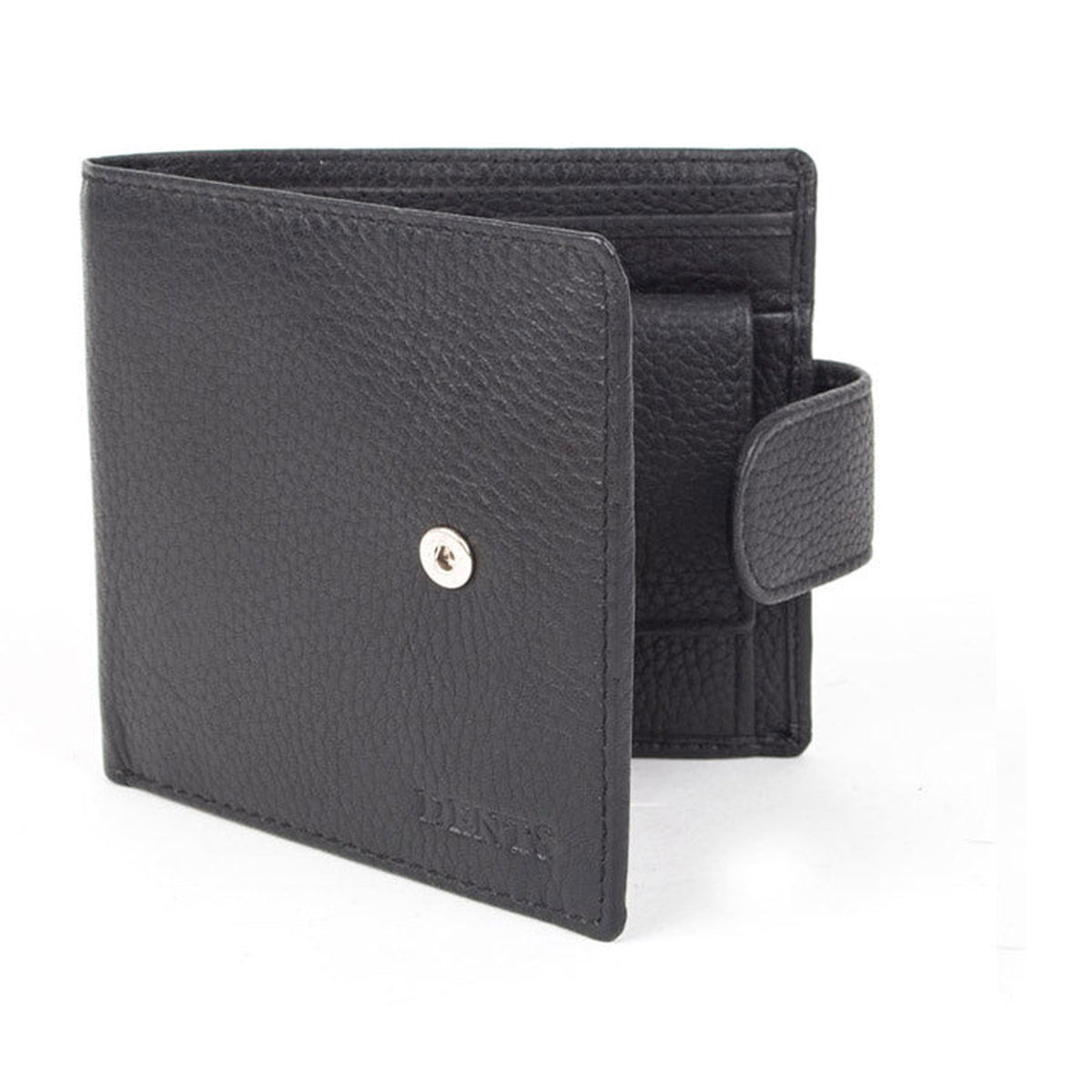 DENTS Men's Pebble Grain Leather Bifold Wallet with RFID Blocking and Coin Purse – BLACK