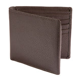 DENTS Men's Slim Pebble Grain Leather Bifold Wallet in Chocolate