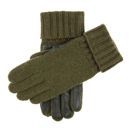 DENTS Browning Knitted Shooting Gloves With Leather Palm - Mens - Olive Dents