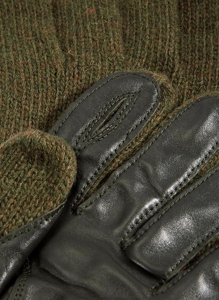 DENTS Browning Knitted Shooting Gloves With Leather Palm - Mens - Olive