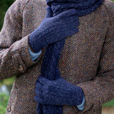 DENTS Lacock Men’s Touchscreen Cable Knit Gloves with Marl Yarn – Navy