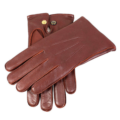 DENTS Mendip Wool-Lined Leather Officers Gloves - Mens Three-Point - English Tan Dents