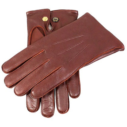 DENTS Mendip Wool-Lined Leather Officers Gloves - Mens Three-Point - English Tan
