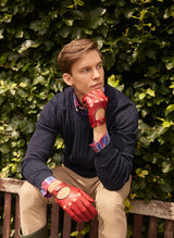 DENTS Delta Men's Classic Leather Driving Gloves - Berry & Black