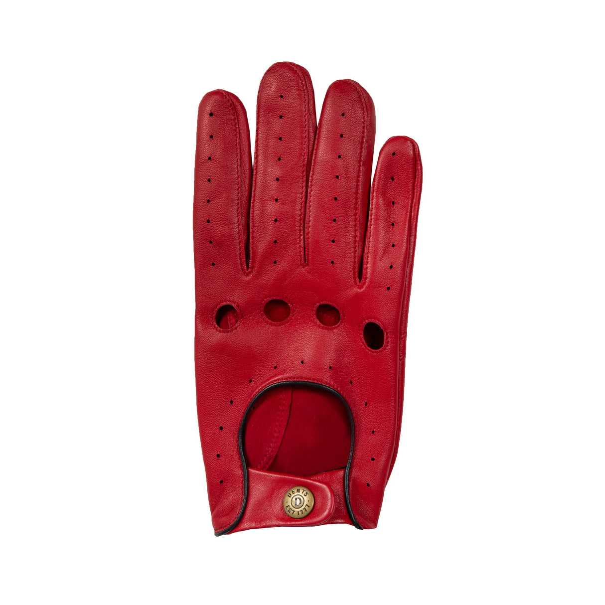 DENTS Delta Men's Classic Leather Driving Gloves - Berry & Black