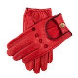 DENTS Delta Men's Classic Leather Driving Gloves - Berry & Black