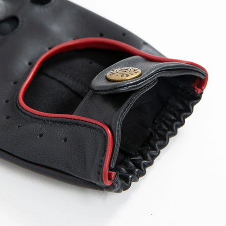 DENTS Delta Men's Classic Leather Driving Gloves - Black & Berry