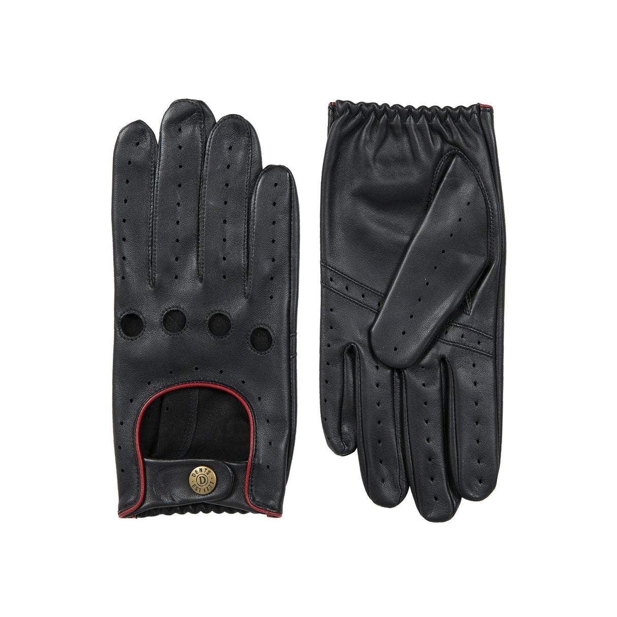 DENTS Delta Men's Classic Leather Driving Gloves - Black & Berry