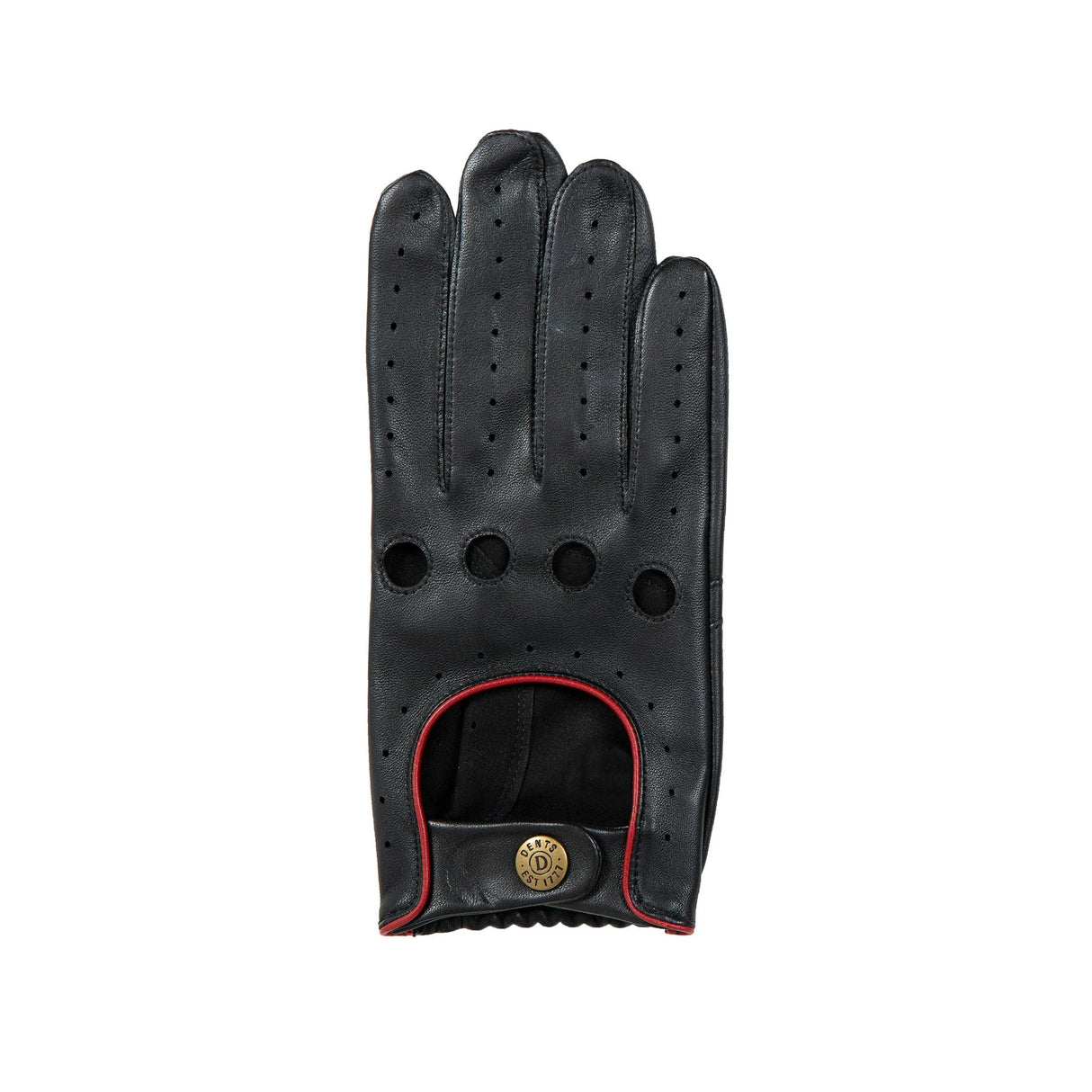 DENTS Delta Men's Classic Leather Driving Gloves - Black & Berry