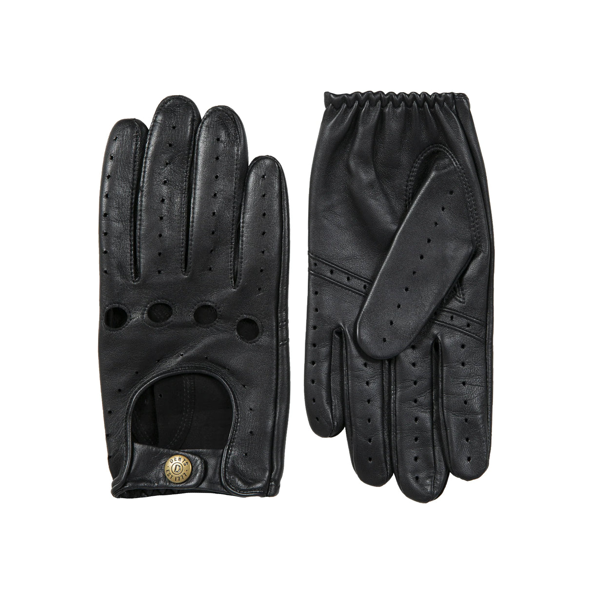 DENTS Delta Men's Classic Leather Driving Gloves - Black