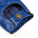 DENTS Delta Men's Classic Leather Driving Gloves - Royal Blue & Black