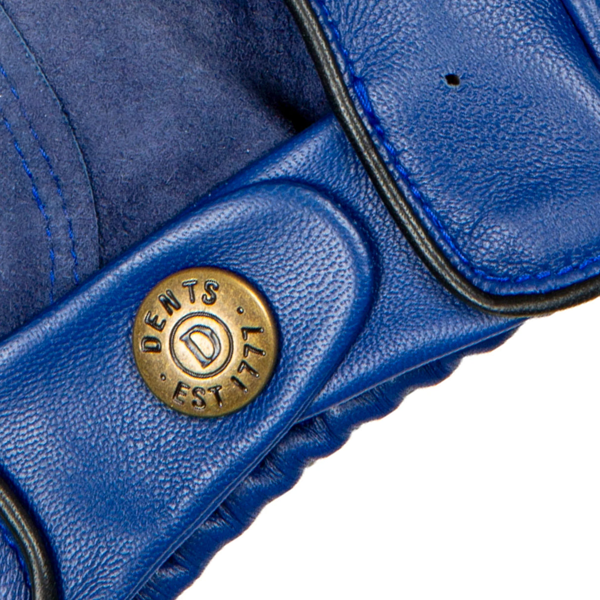 DENTS Delta Men's Classic Leather Driving Gloves - Royal Blue & Black