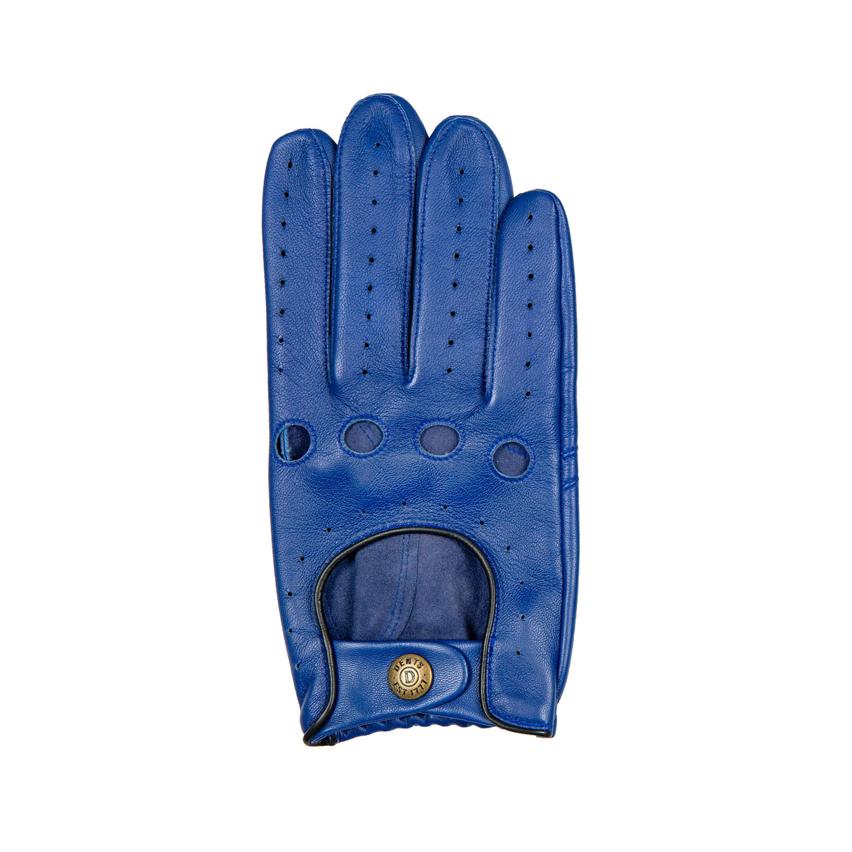 DENTS Delta Men's Classic Leather Driving Gloves - Royal Blue & Black