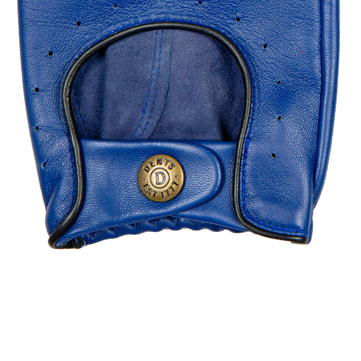 DENTS Delta Men's Classic Leather Driving Gloves - Royal Blue & Black