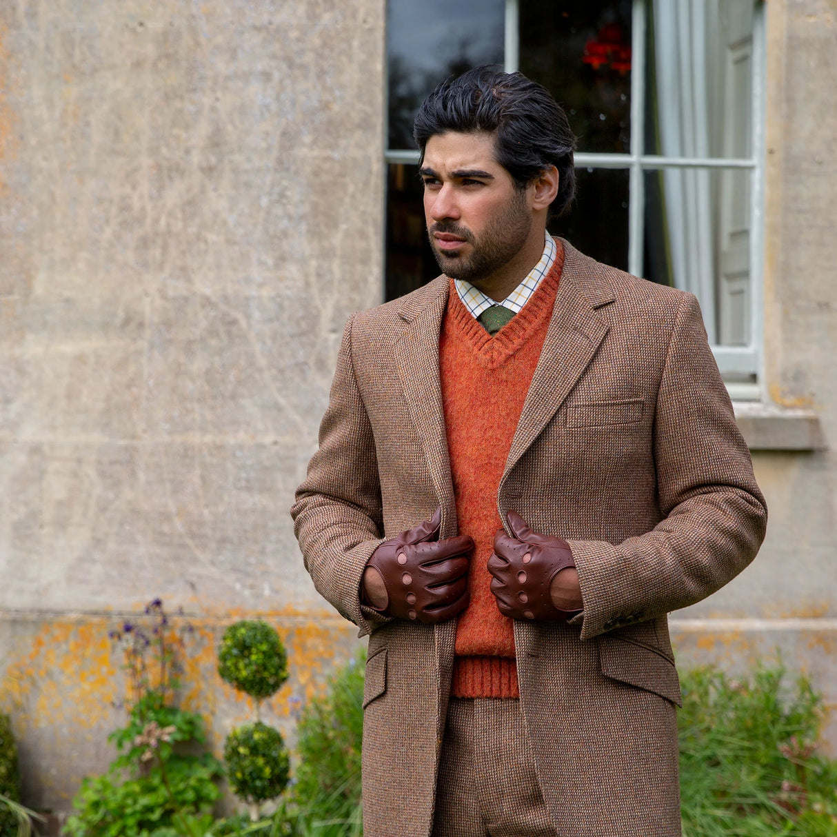 DENTS Delta Men's Classic Leather Driving Gloves - English Tan