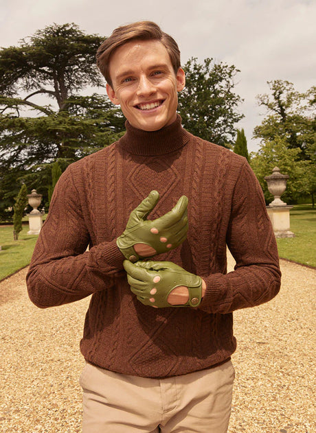 DENTS Delta Men's Classic Leather Driving Gloves - Lincoln Green