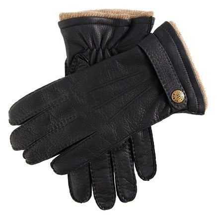 DENTS Gloucester Cashmere-Lined Deerskin Leather Gloves with Cashmere Cuffs - Mens Handsewn Three-Point - Navy