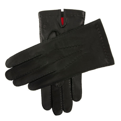 DENTS Kingston Silk-Lined Leather Gloves - Mens Handsewn Three-Point - Black Dents