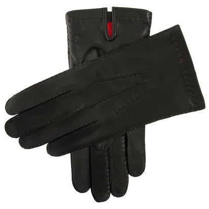 DENTS Kingston Silk-Lined Leather Gloves - Mens Handsewn Three-Point - Black
