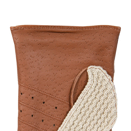 DENTS Lancaster Crochet Back Imitation Peccary Leather Driving Gloves - Mens - Neutral & Cognac Dents