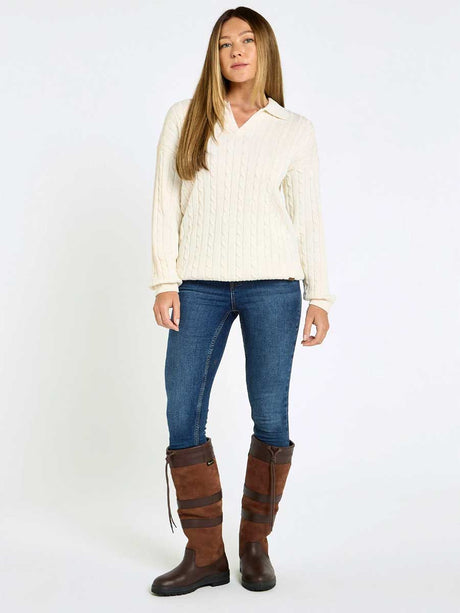 DUBARRY Brownville Cable Knit Jumper - Womens - Oyster