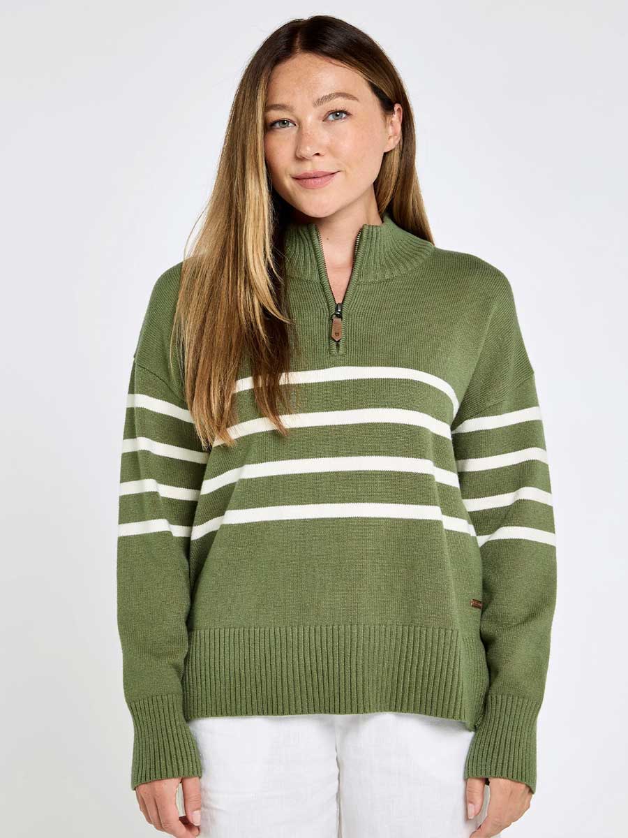 DUBARRY Fonthill Zip Neck Sweater - Womens - Kelp