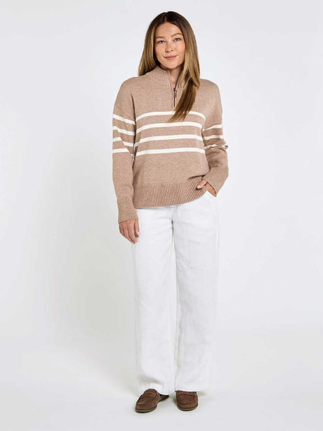 DUBARRY Fonthill Zip Neck Sweater - Womens - Taupe