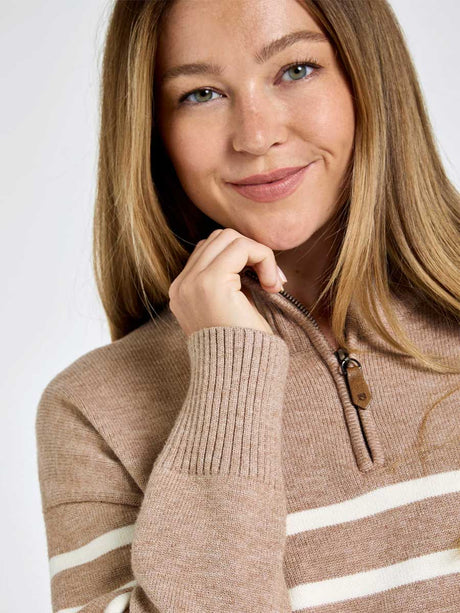 DUBARRY Fonthill Zip Neck Sweater - Womens - Taupe