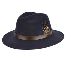 Load image into Gallery viewer, DUBARRY Gallagher Feather Trimmed Felt Fedora Hat - Navy

