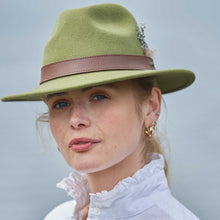 Load image into Gallery viewer, DUBARRY Gallagher Feather Trimmed Felt Fedora Hat - Olive
