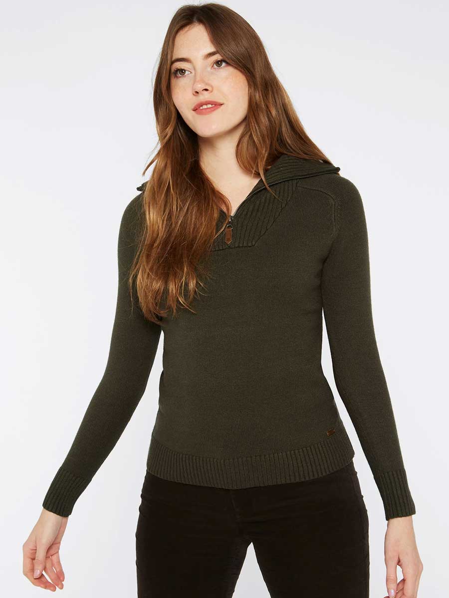 DUBARRY Rosmead Zip Neck Sweater - Women's - Olive