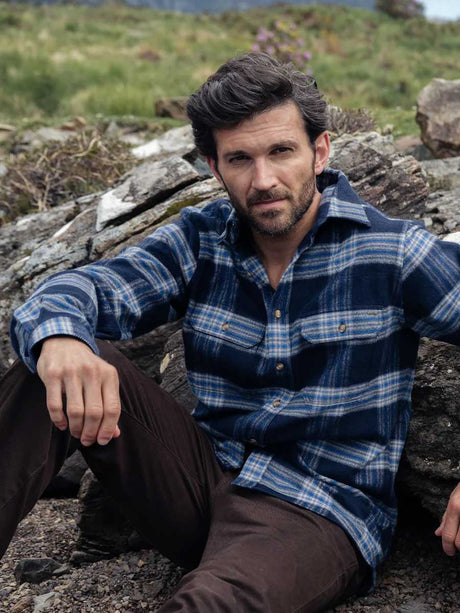 DUBARRY Townley Country Check Shirt - Men's - Indigo, worn outdoors in a country setting