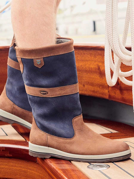 DUBARRY Ultima ExtraFit Sailing Boots - GORE-TEX Leather - Navy & Brown Dubarry