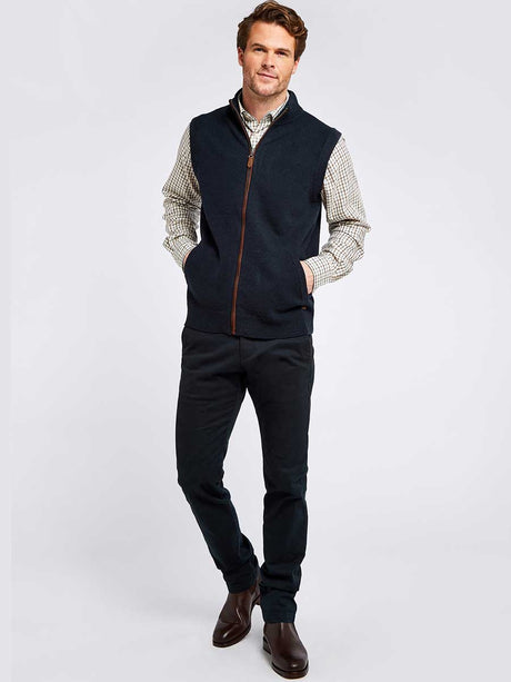 DUBARRY Upperwood Wool Blend Knit Gilet - Men's - Navy Dubarry
