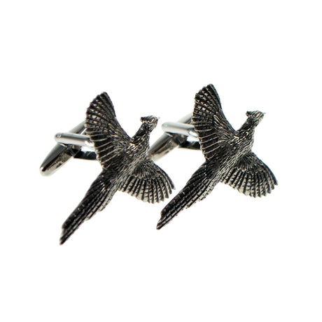FARLEY'S Flying Pheasants Cufflinks - English Made Pewter