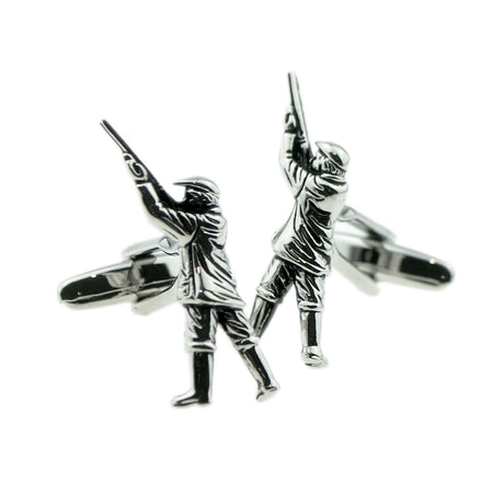FARLEY'S Gamekeeper Shooting Design Cufflinks - Rhodium Plated