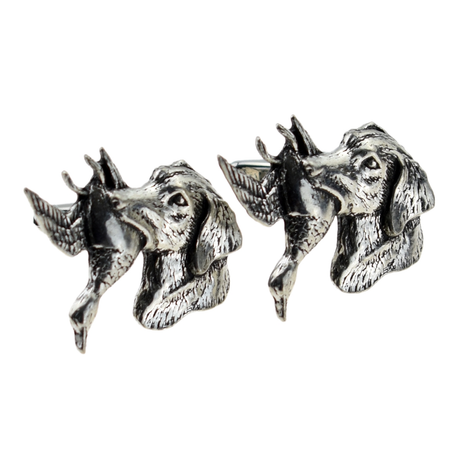 Pair of Farley's English made pewter Gundog Cufflinks depicting a retriever carrying a duck
