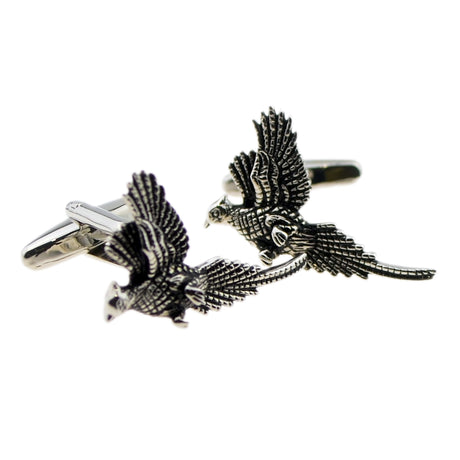 FARLEY'S Pheasants In Flight Cufflinks - Rhodium Plated