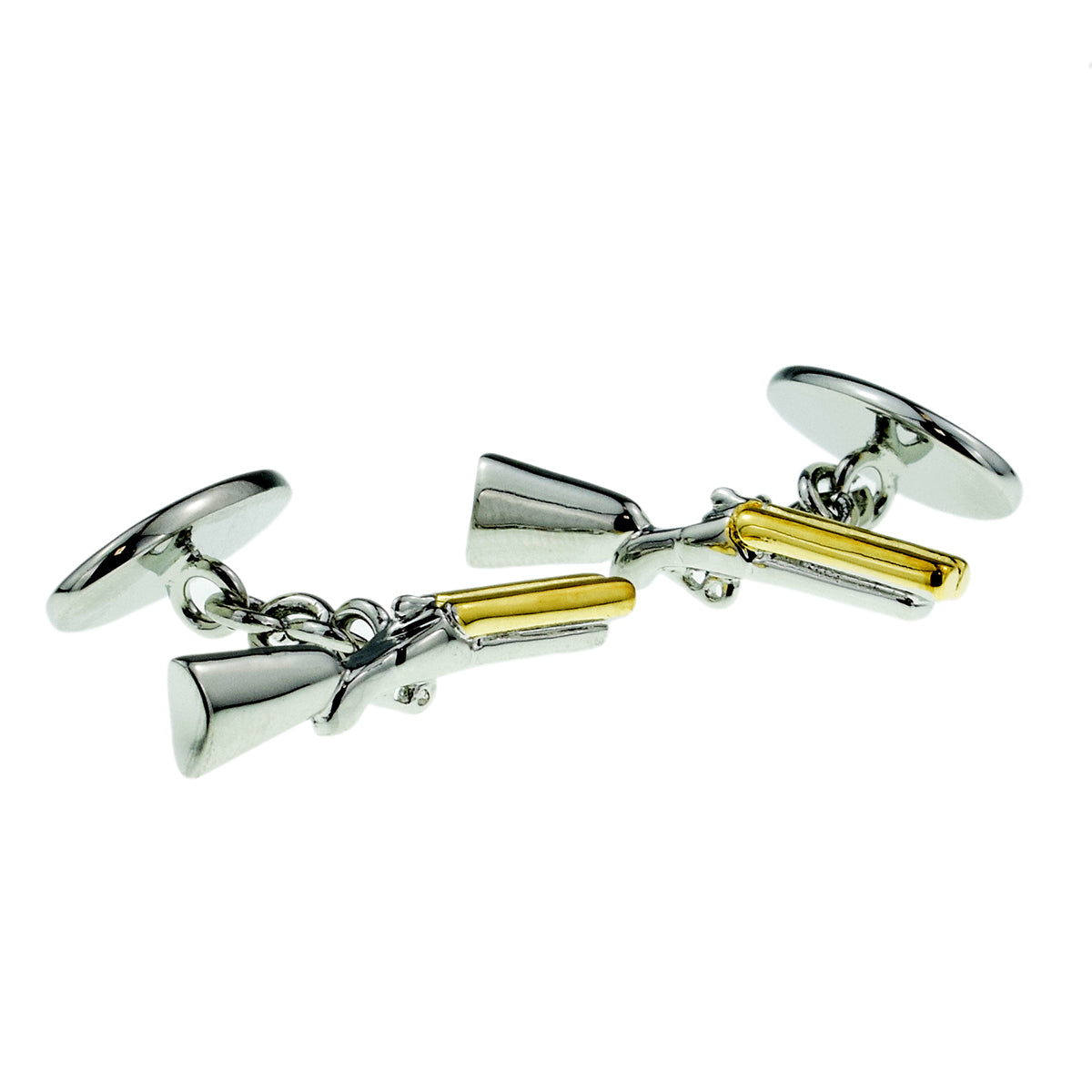 FARLEY'S Shotgun Rifle Shooting Cufflinks - Two Tone Rhodium Plated