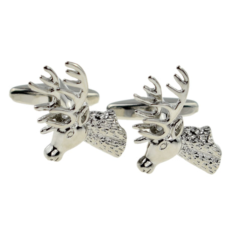 FARLEY'S Stag Head Cufflinks - Rhodium Plated