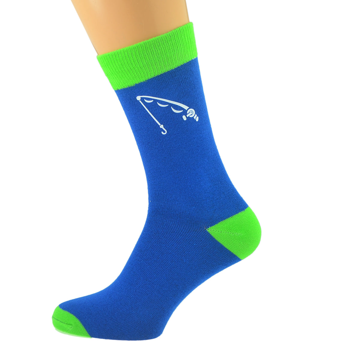 FARLEY'S Blue & Lime Green Unisex Socks Fishing Fisherman design