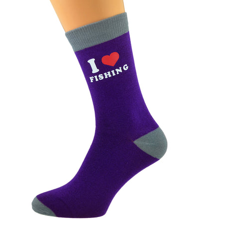 FARLEY'S Purple & Ash Grey Unisex Socks I Love Fishing