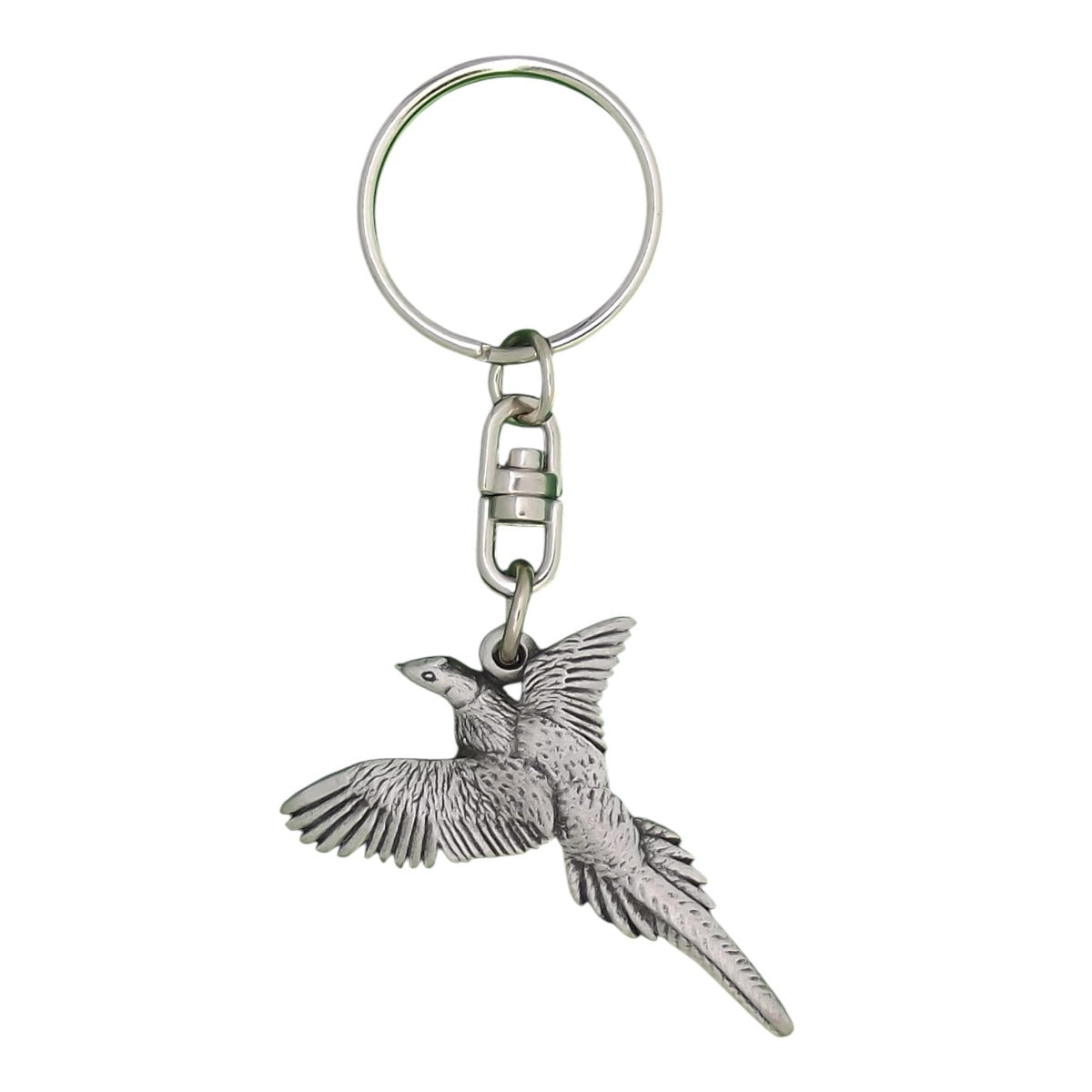 FARLEY'S Flying Pheasant Keyring - English Made Pewter