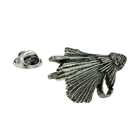 FARLEY'S Fishing Fly Hook 'Orange Marabou' English Made Pewter Lapel Pin Badge
