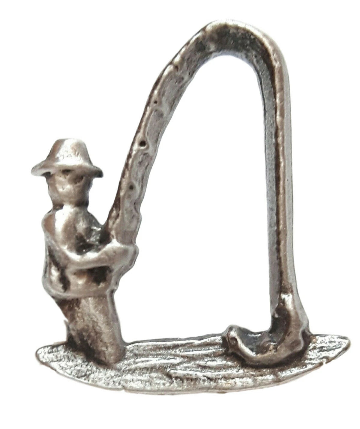 FARLEY'S Fisherman Fishing English Made Pewter Lapel Pin Badge