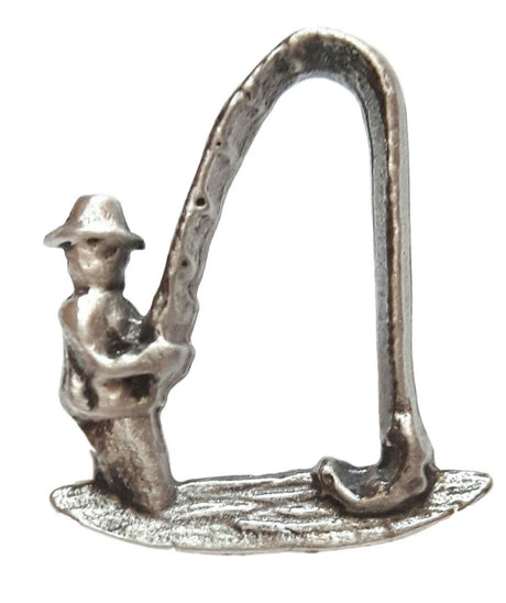 FARLEY'S Fisherman Fishing English Made Pewter Lapel Pin Badge