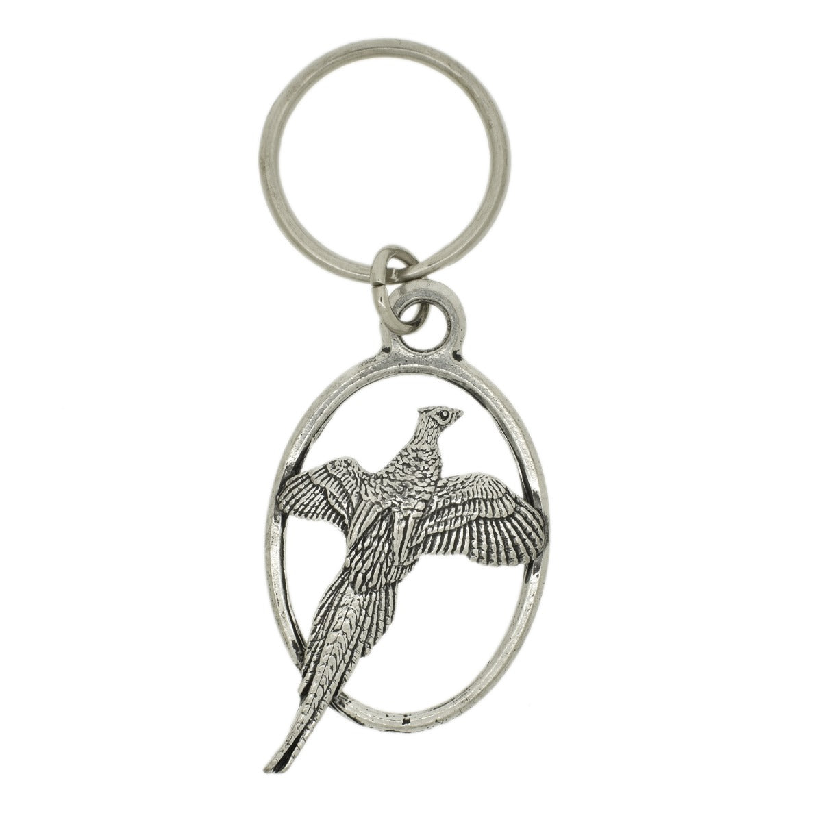 FARLEY'S Pheasant Oval Keyring - English Pewter