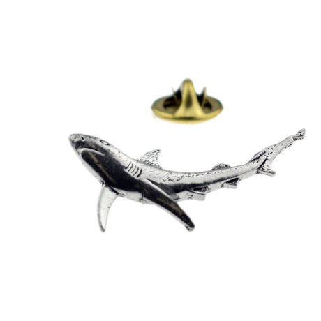 FARLEY'S Blue Shark English Pewter Lapel Pin Badge