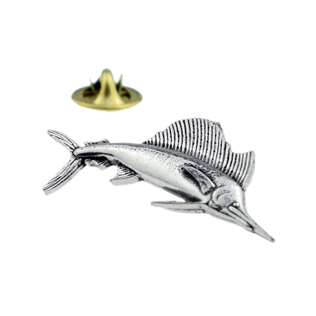 FARLEY'S Sailfish (Like Marlin) English Pewter Lapel Pin Badge