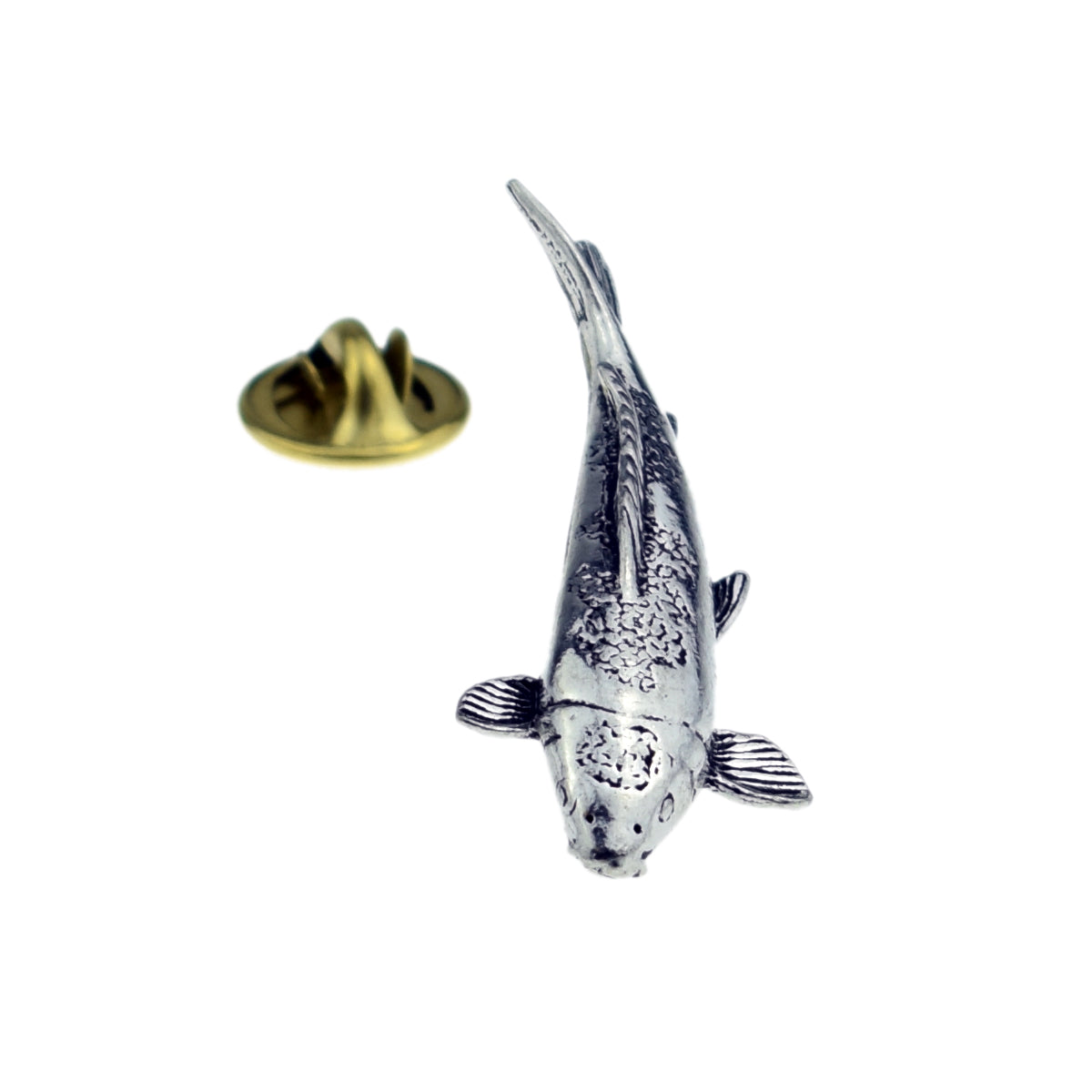 FARLEY'S Koi Carp Fishing Pewter Lapel Pin Badge